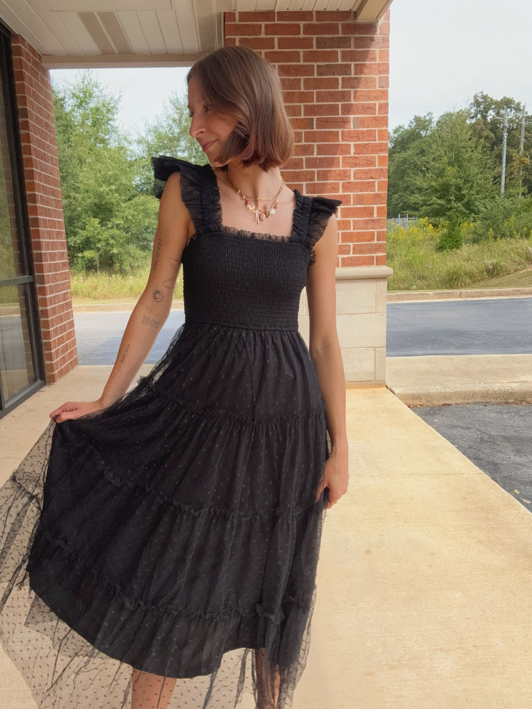 Isla Chiffon Polka Dot Dress