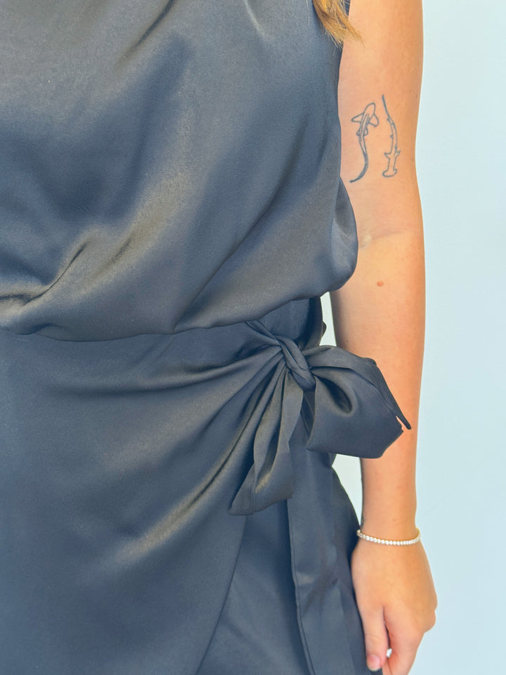 Shayla Halter Neck Satin Dress