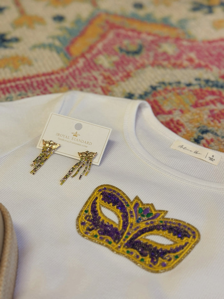 Mardi Gras Mask Cropped Top