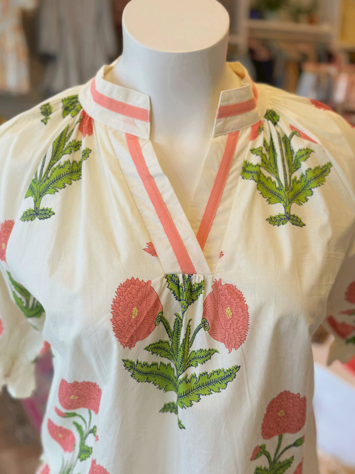 Floral Poplin Puff Sleeve Blouse