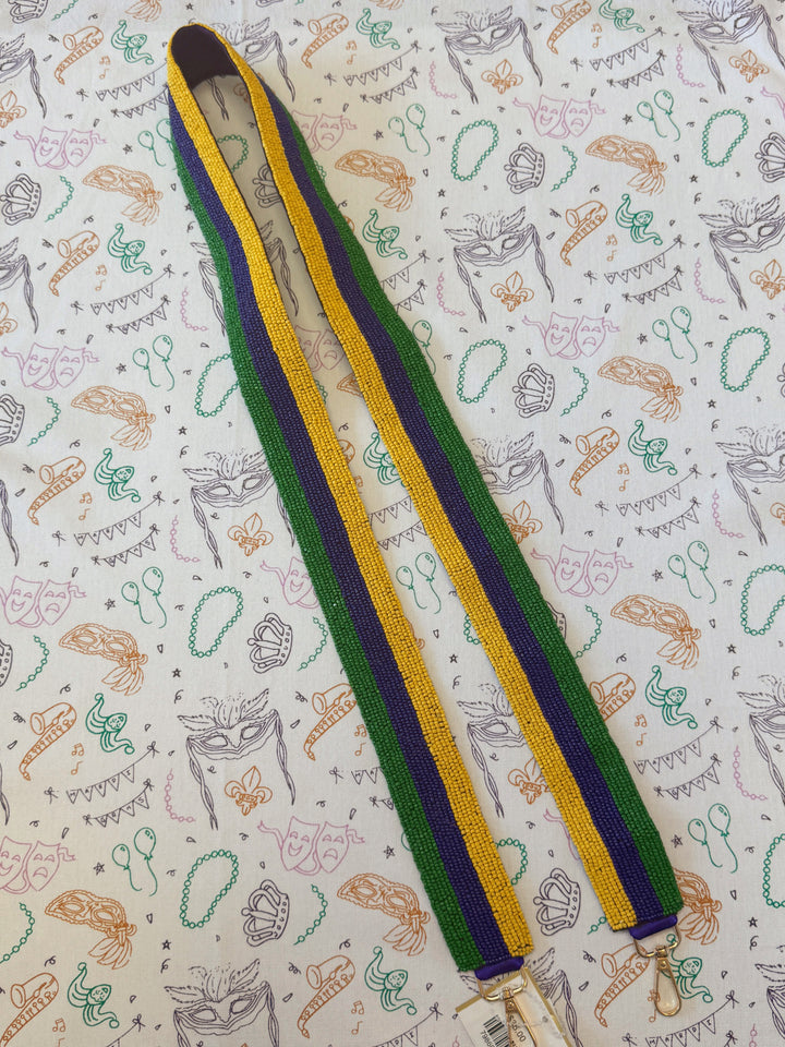 Mardi Gras Stripe Beaded Purse Strap
