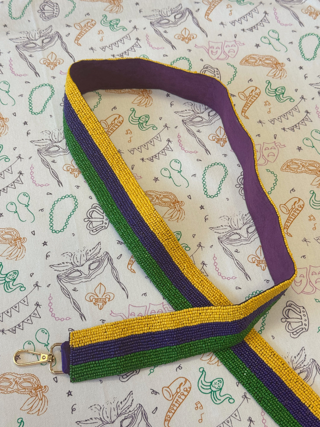 Mardi Gras Stripe Beaded Purse Strap