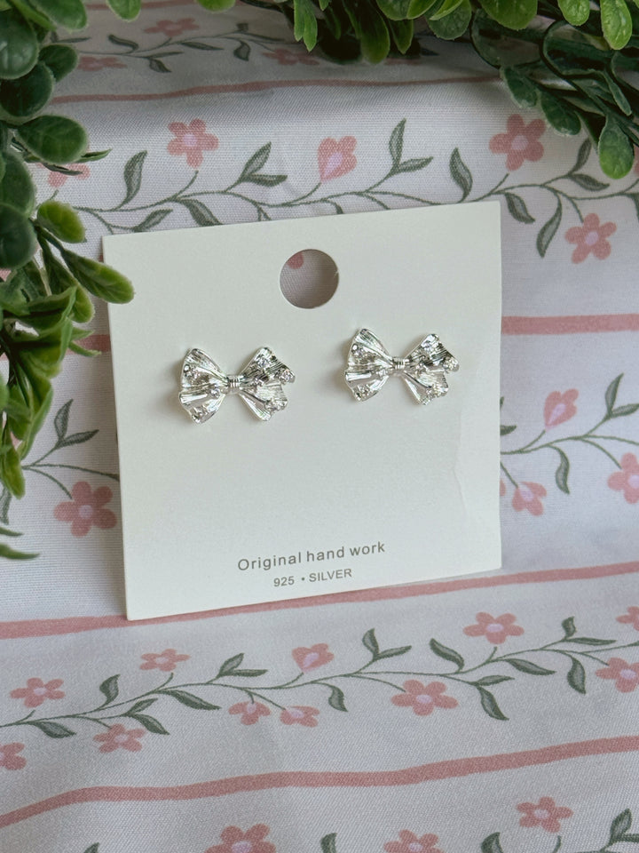 Pleated Bow Stud Earrings