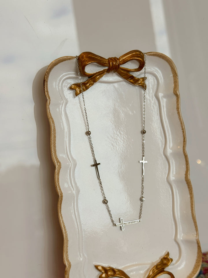 18K STAINLESS STEEL CROSS NECKLACE