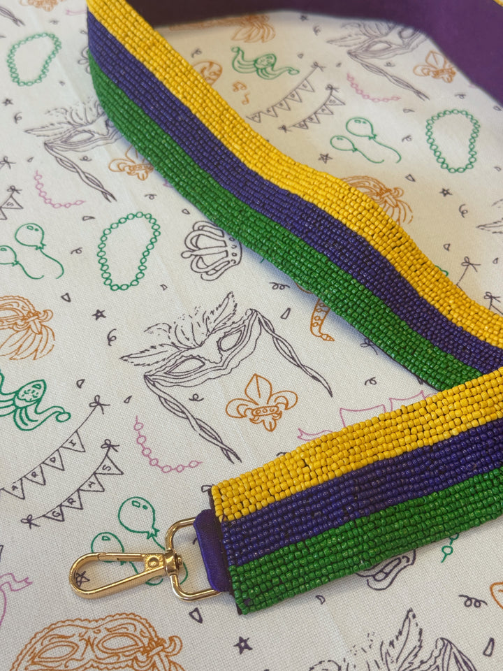 Mardi Gras Stripe Beaded Purse Strap