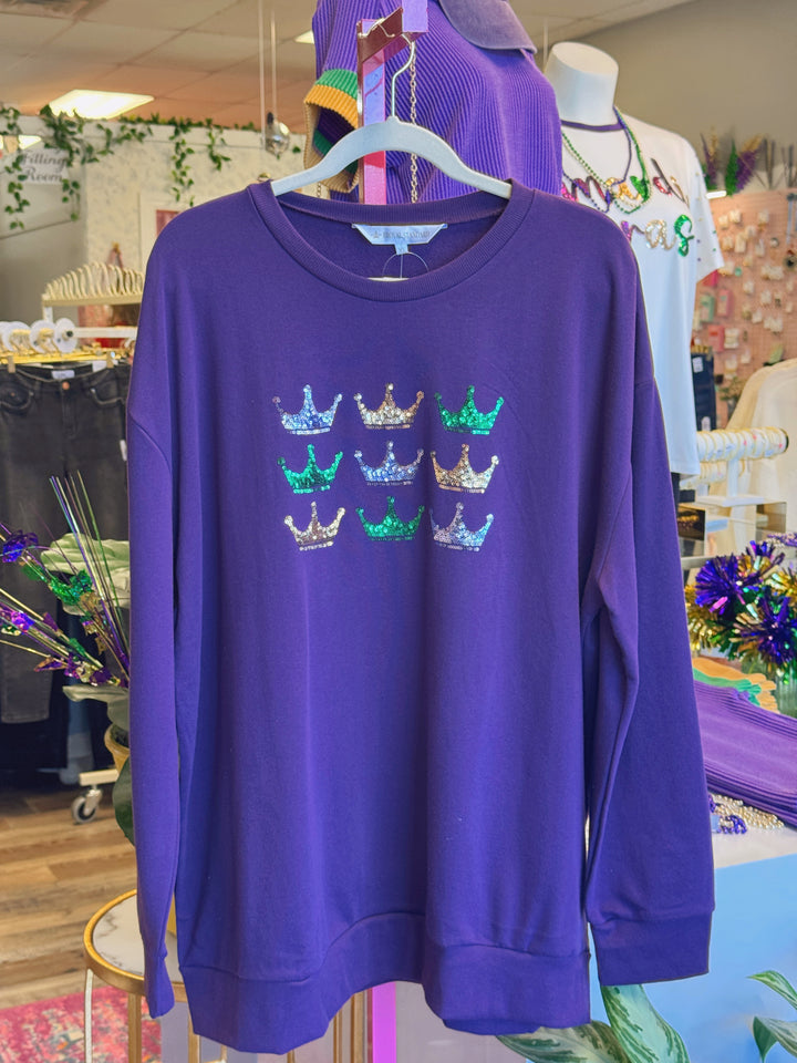 Victoria Crown Sequin Sweatshirt