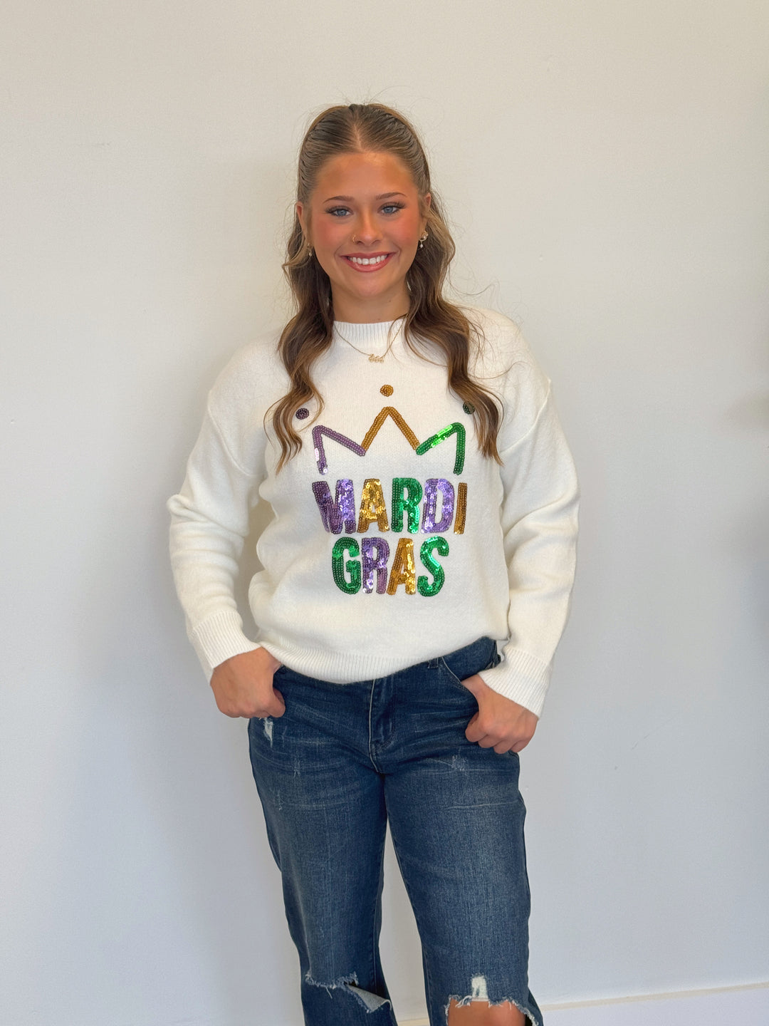 MOLLY MARDI GRAS SWEATER