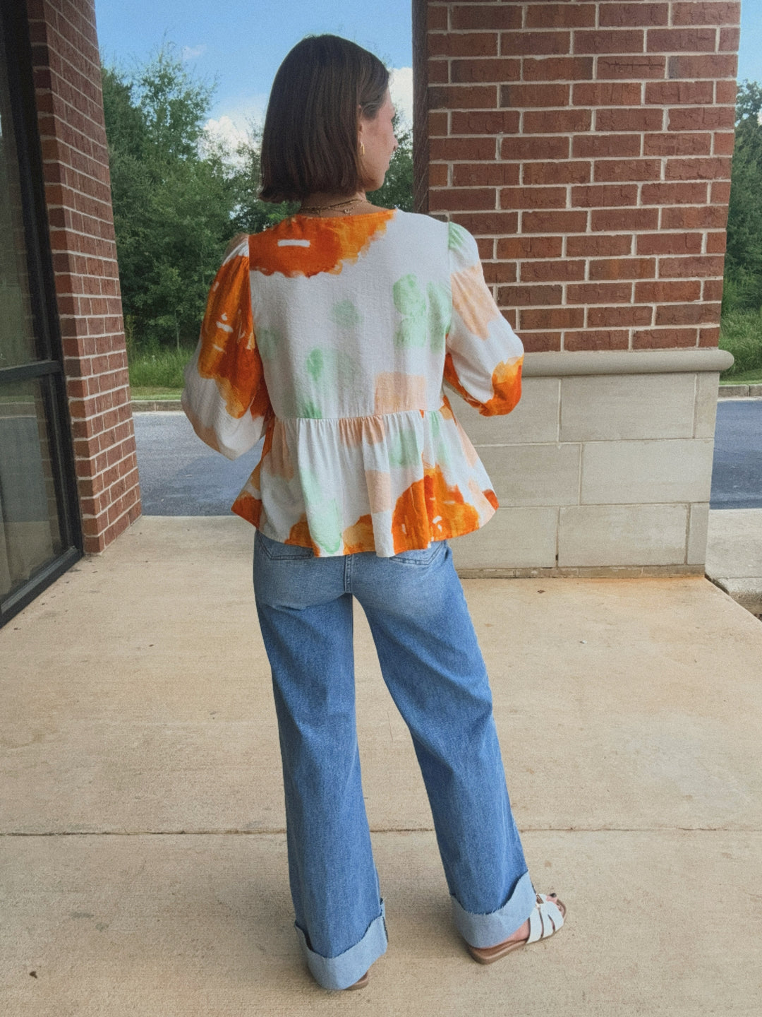 Bubble Sleeve Bow Blouse