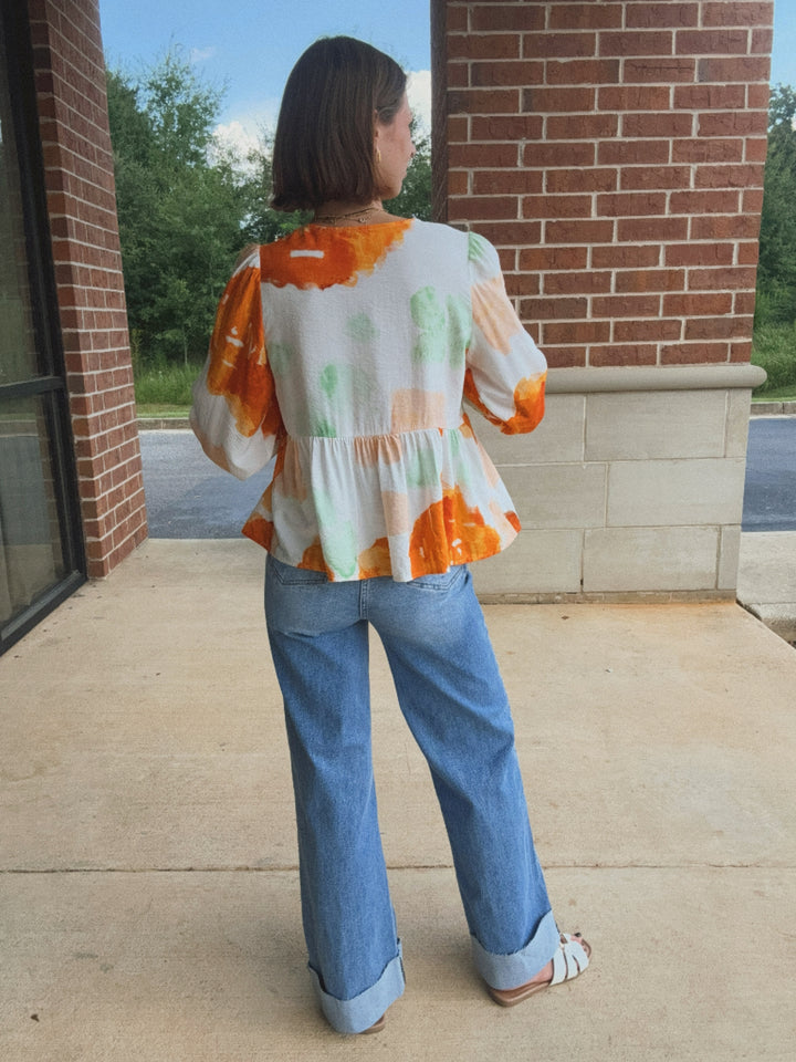 Bubble Sleeve Bow Blouse