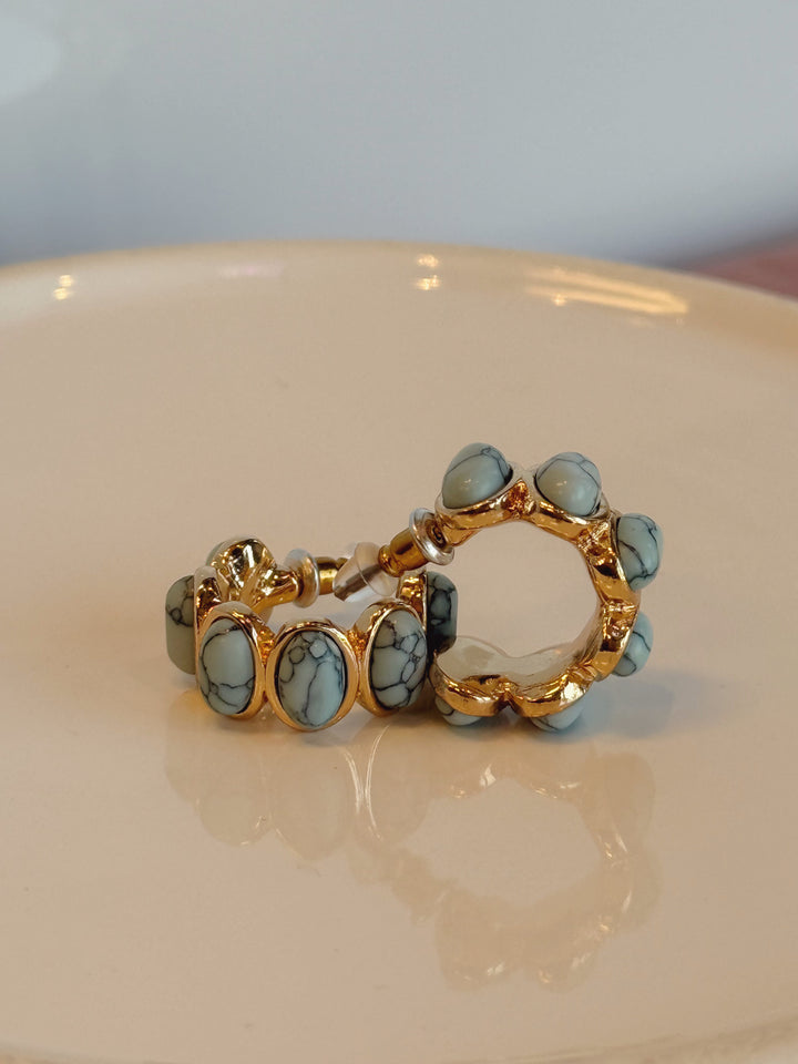NATURAL STONE TURQ HOOPS