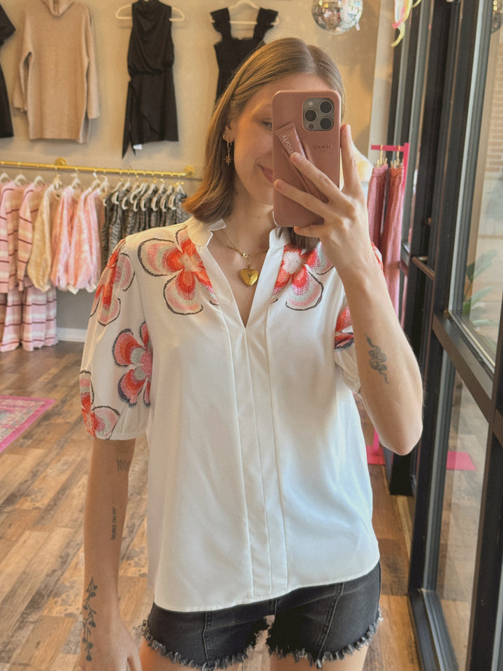 Vicky V Neck Floral Printed Top