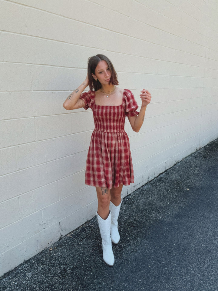 SMOCKED MIDI DRESS