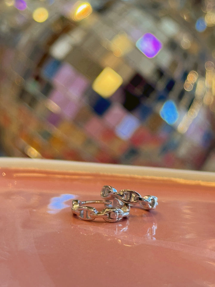 Chain Link Huggie Earrings