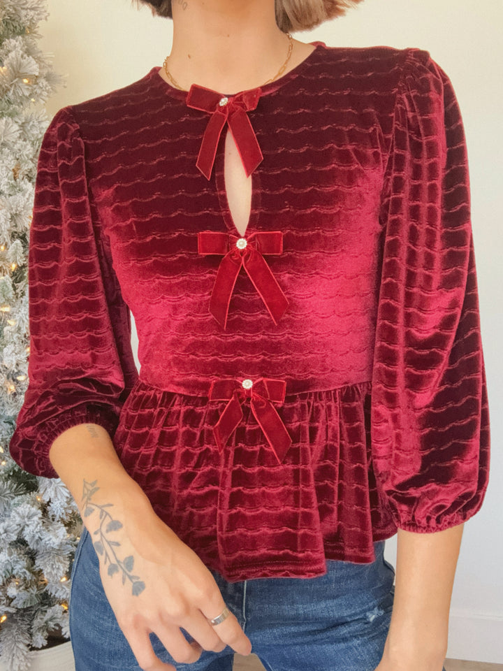 Valerie Velvet Bow Blouse