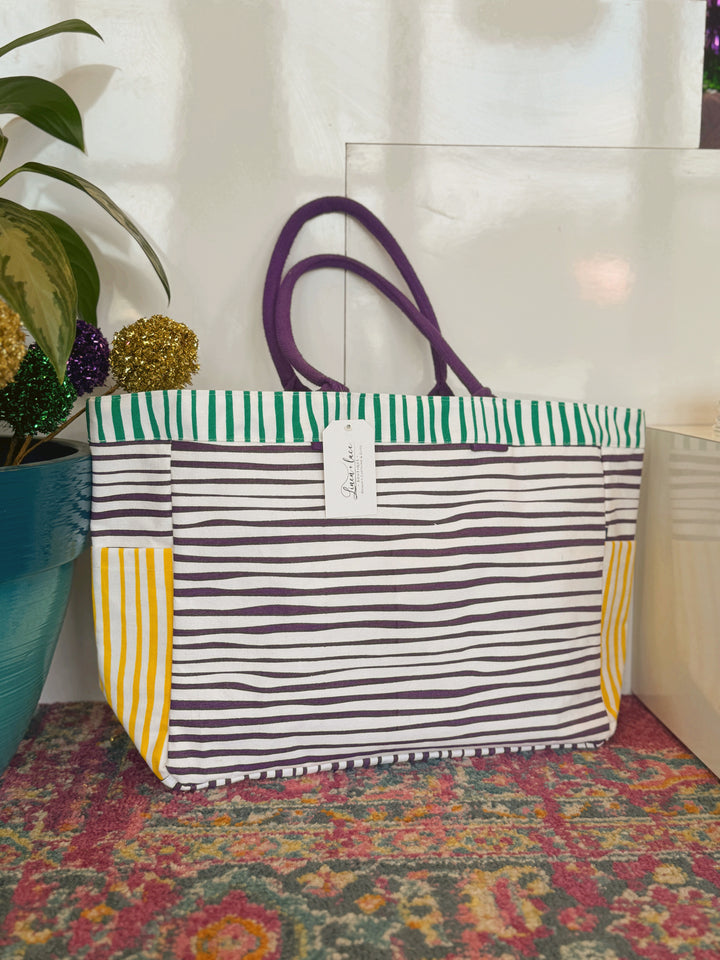 Striped Mardi Gras Tote
