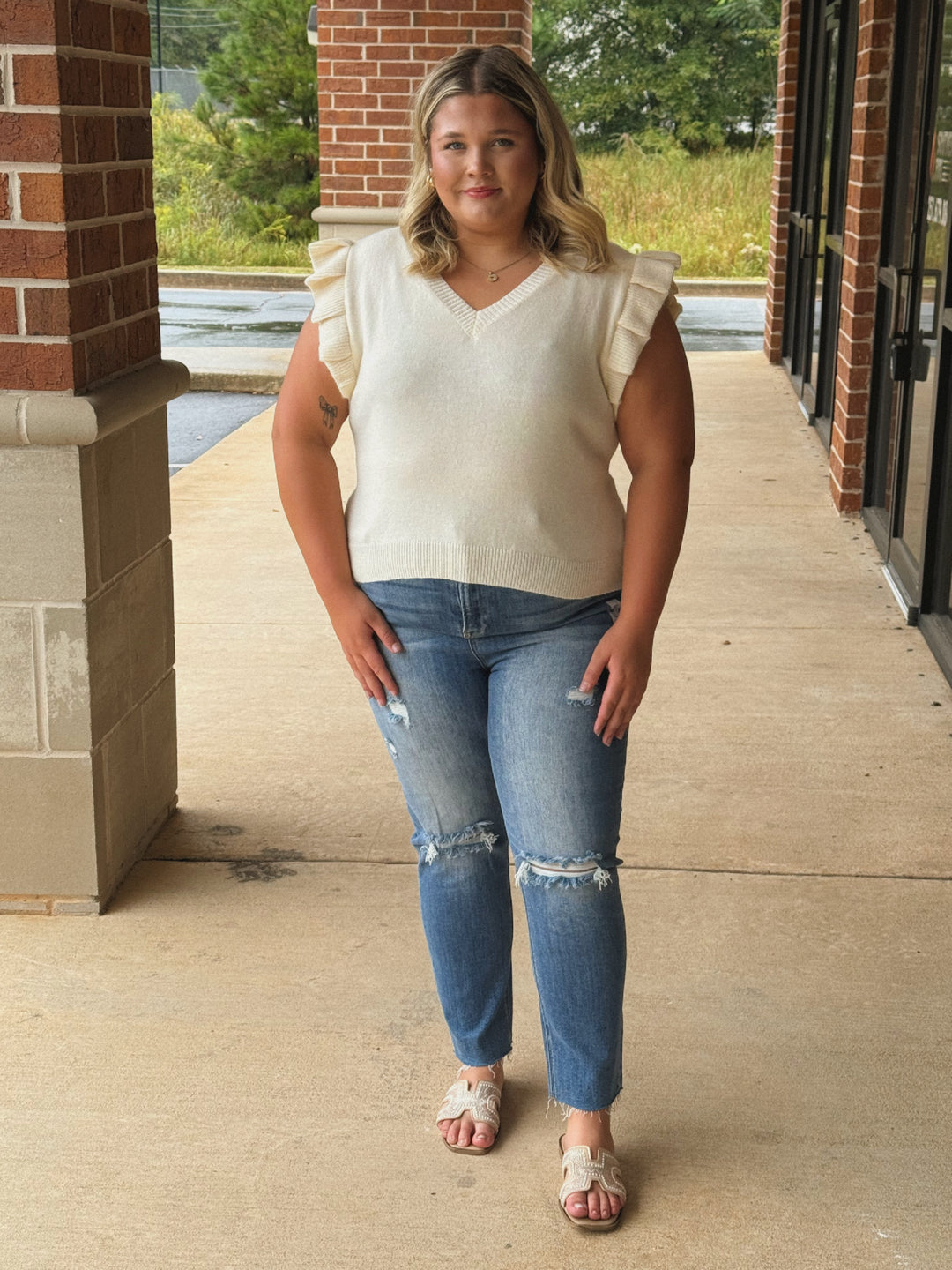 Tracy Ruffle Sleeve Sweater Vest