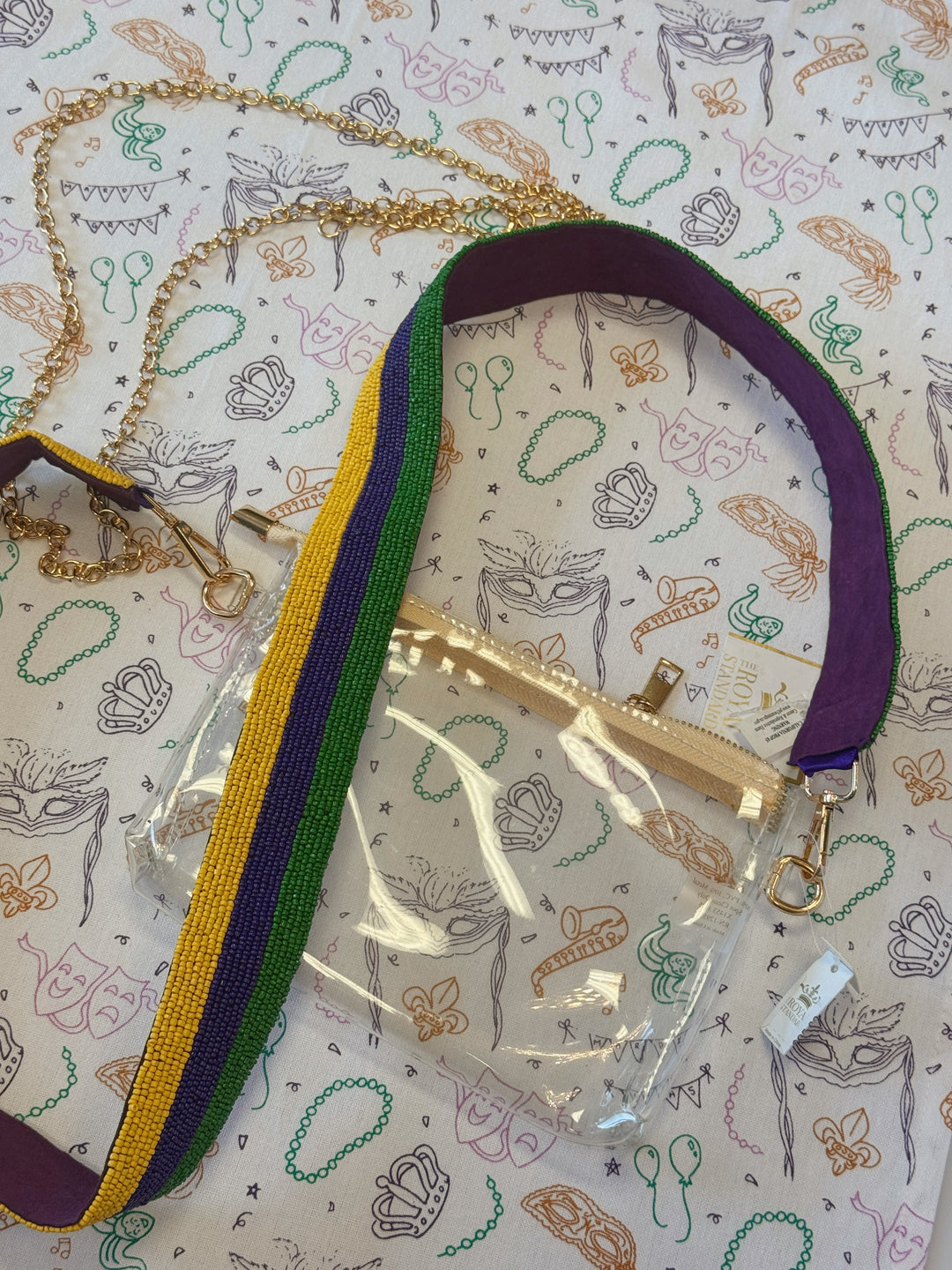 Mardi Gras Stripe Beaded Purse Strap