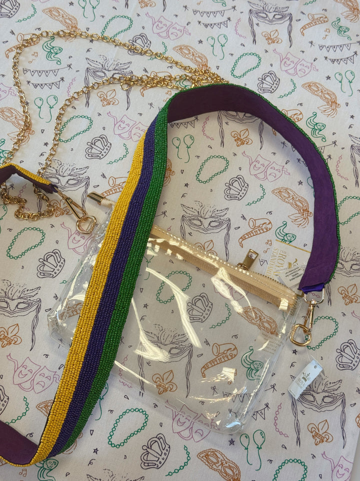 Mardi Gras Stripe Beaded Purse Strap