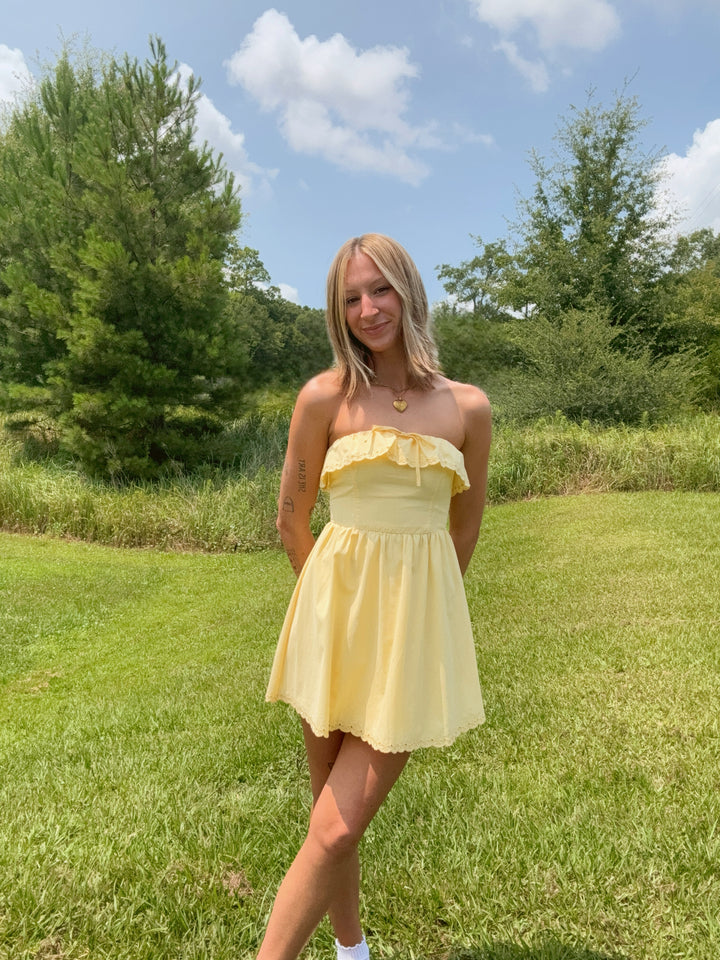 Poppy Eyelet Strapless Dress