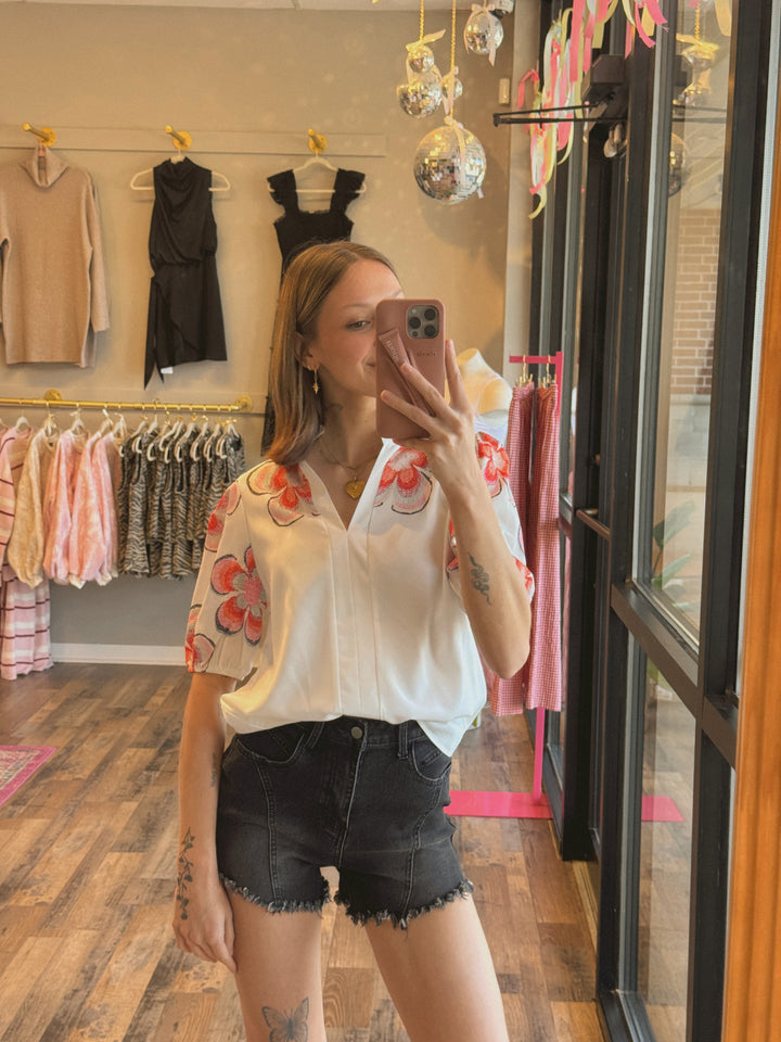Vicky V Neck Floral Printed Top