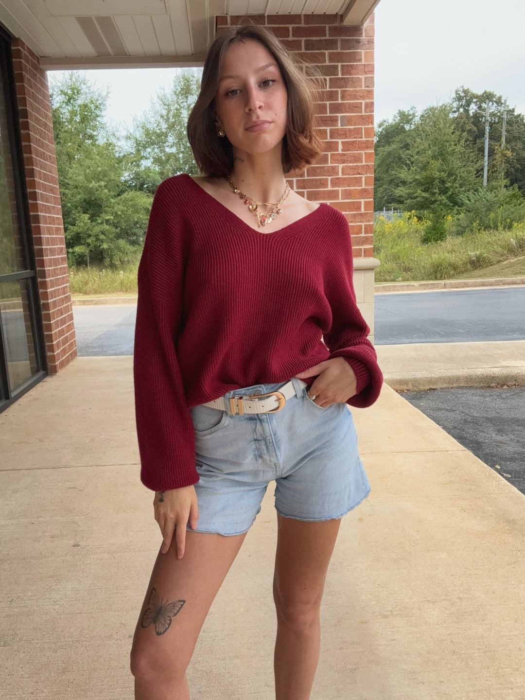 Bailey Bow V-Neck Sweater