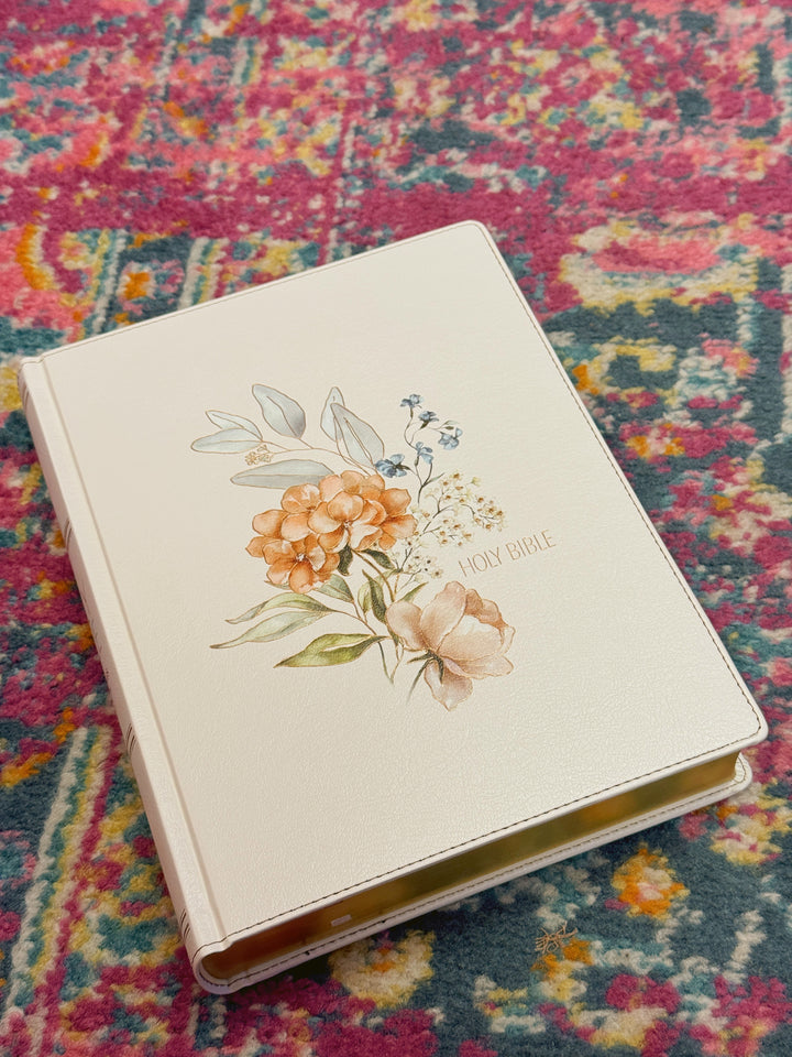KJV Note-taking Bible LP Faux Leather HC, White Floral