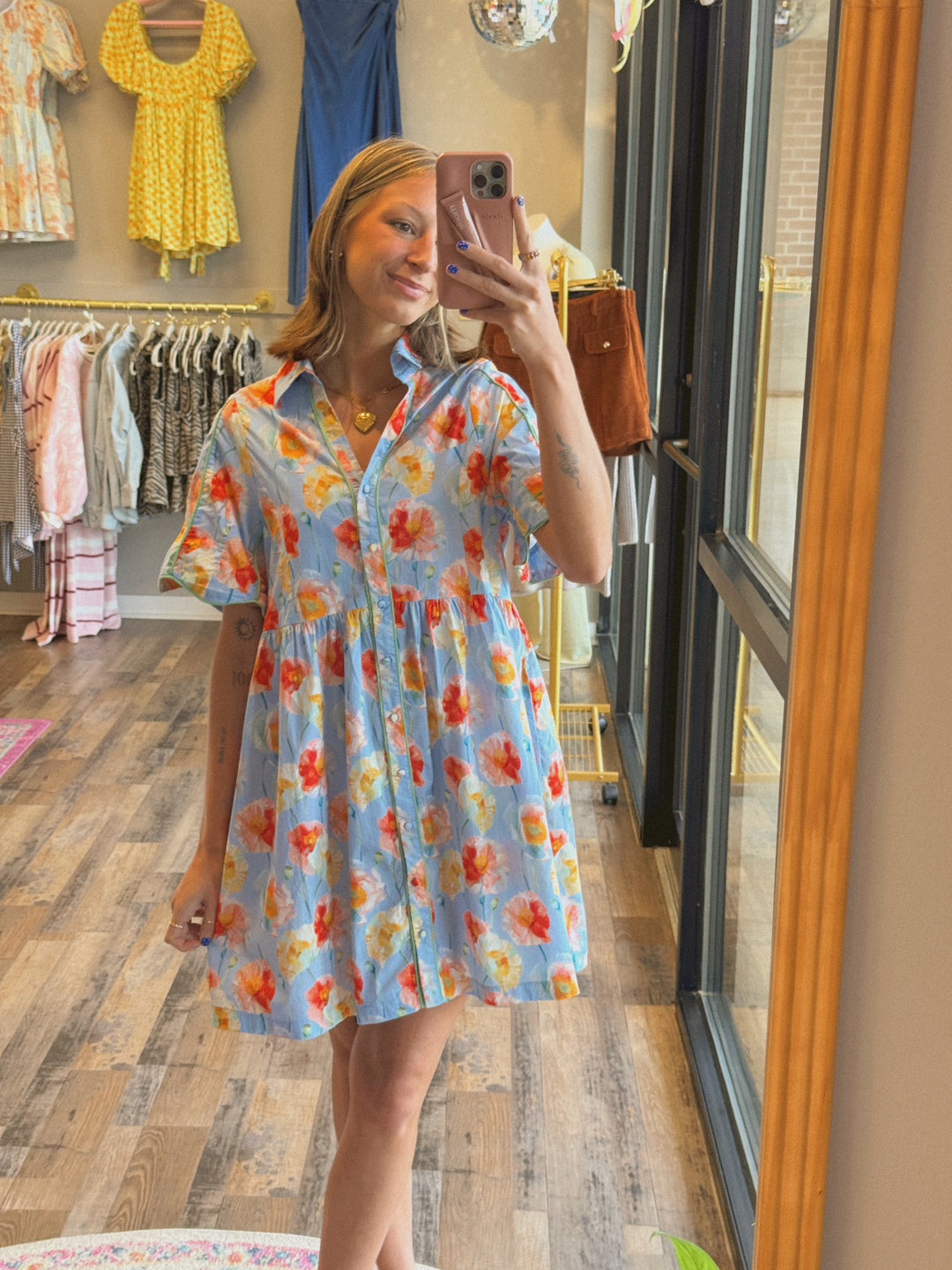 Ashley Button Up Baby Doll Dress
