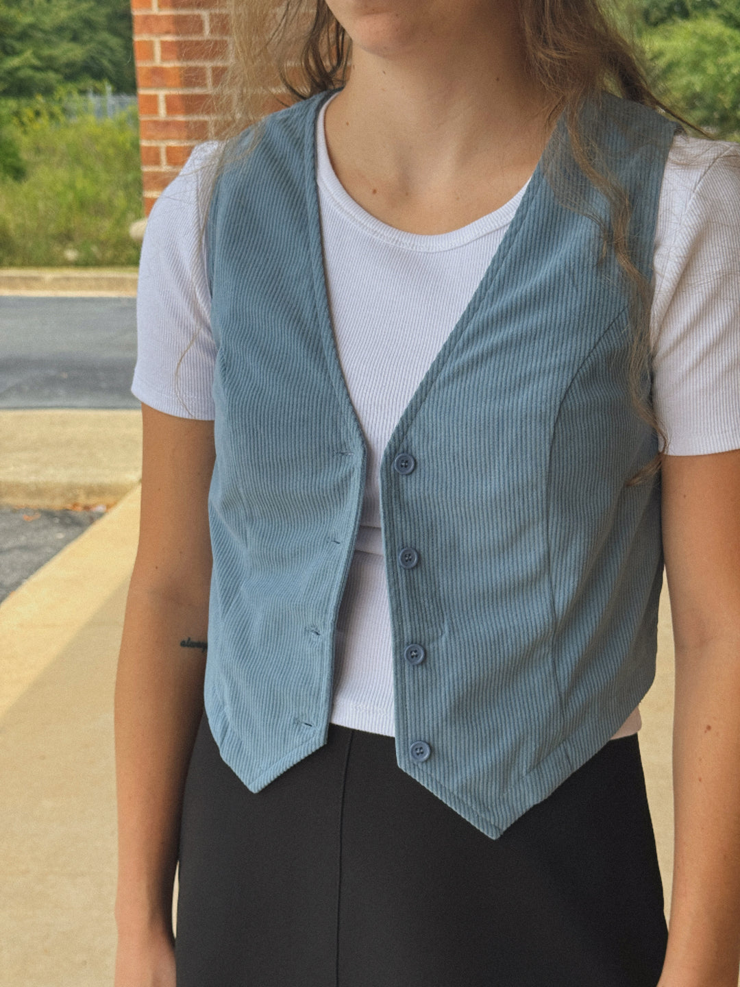V-Neck Corduroy Vest