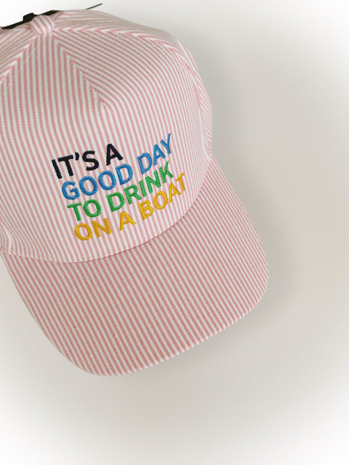 IT'S A GOOD DAY TO DRINK ON A BOAT Embroidered Trucker Hat