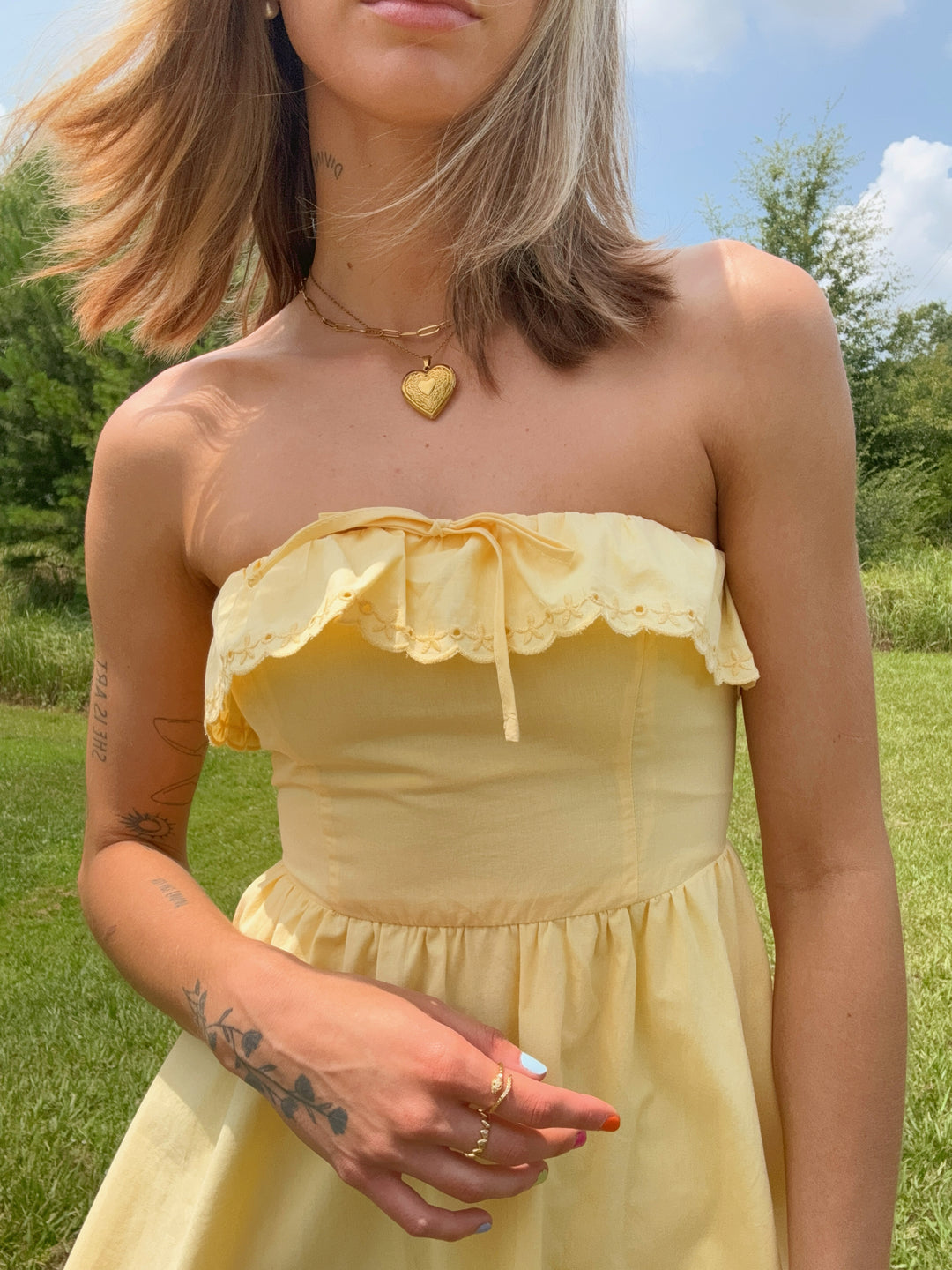 Poppy Eyelet Strapless Dress
