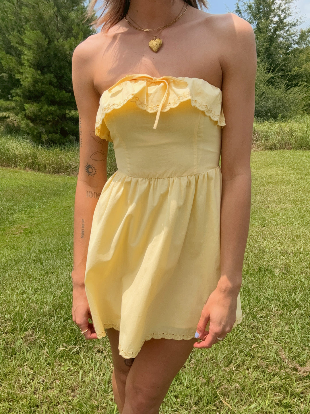 Poppy Eyelet Strapless Dress