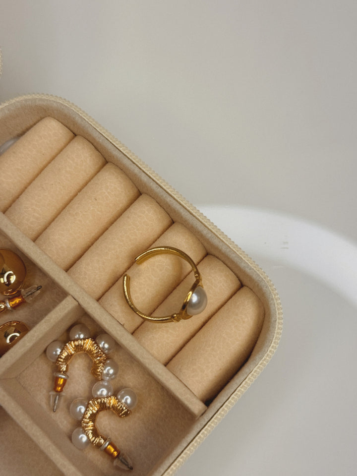 18K STAINLESS STEEL STONE RING