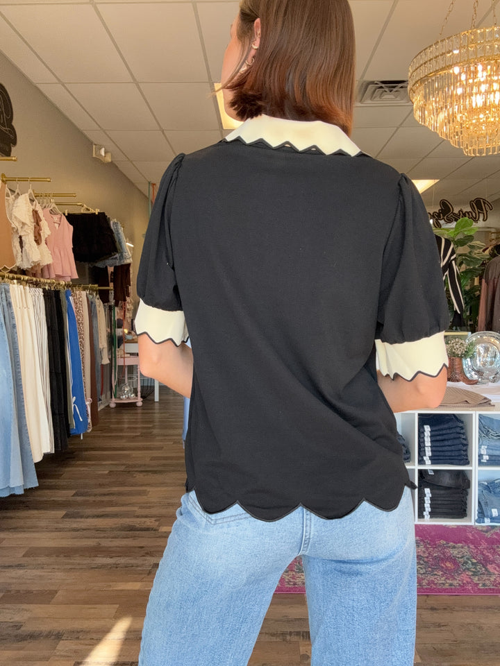 Cayla Collared V Neck Blouse