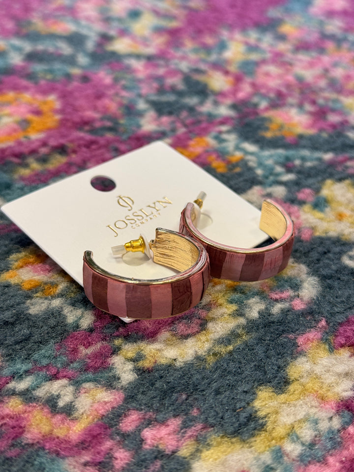 LEATHER TWO TONE HOOP EARRINGS