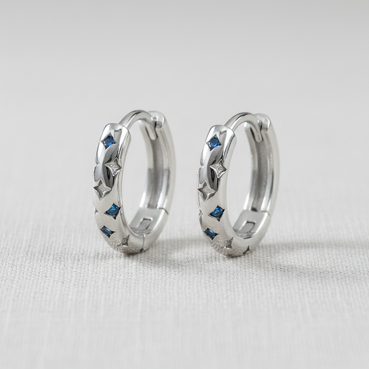 Vintage Zircon Starburst Huggie Earrings