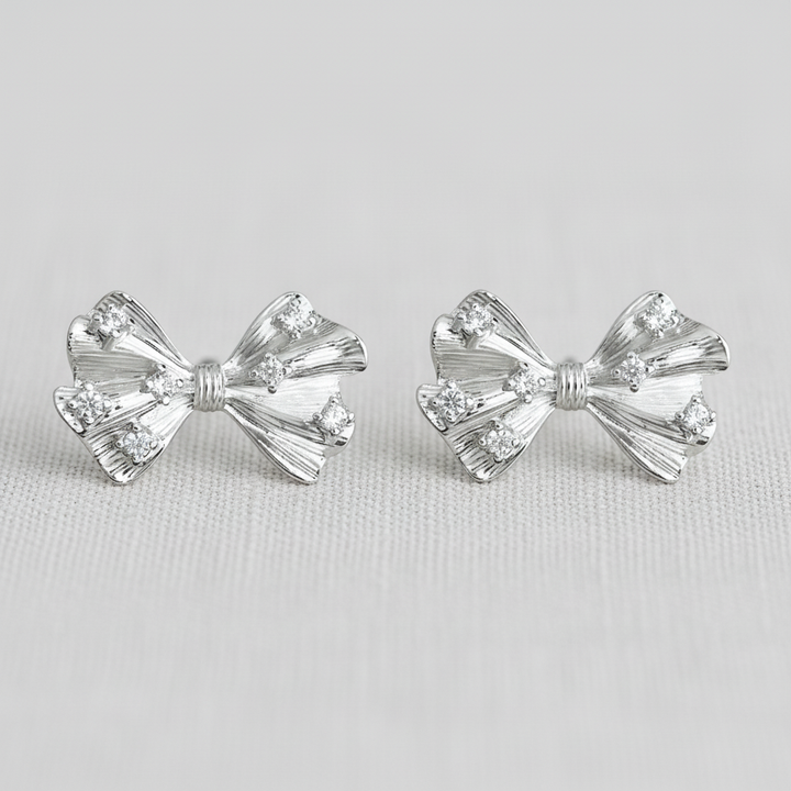 Pleated Bow Stud Earrings